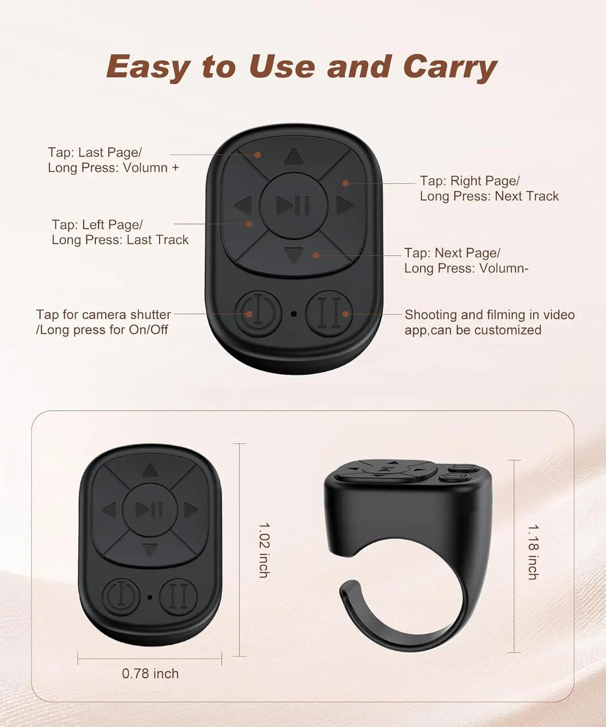 TikTok Scrolling Ring Bluetooth Remote for iPhone & Android